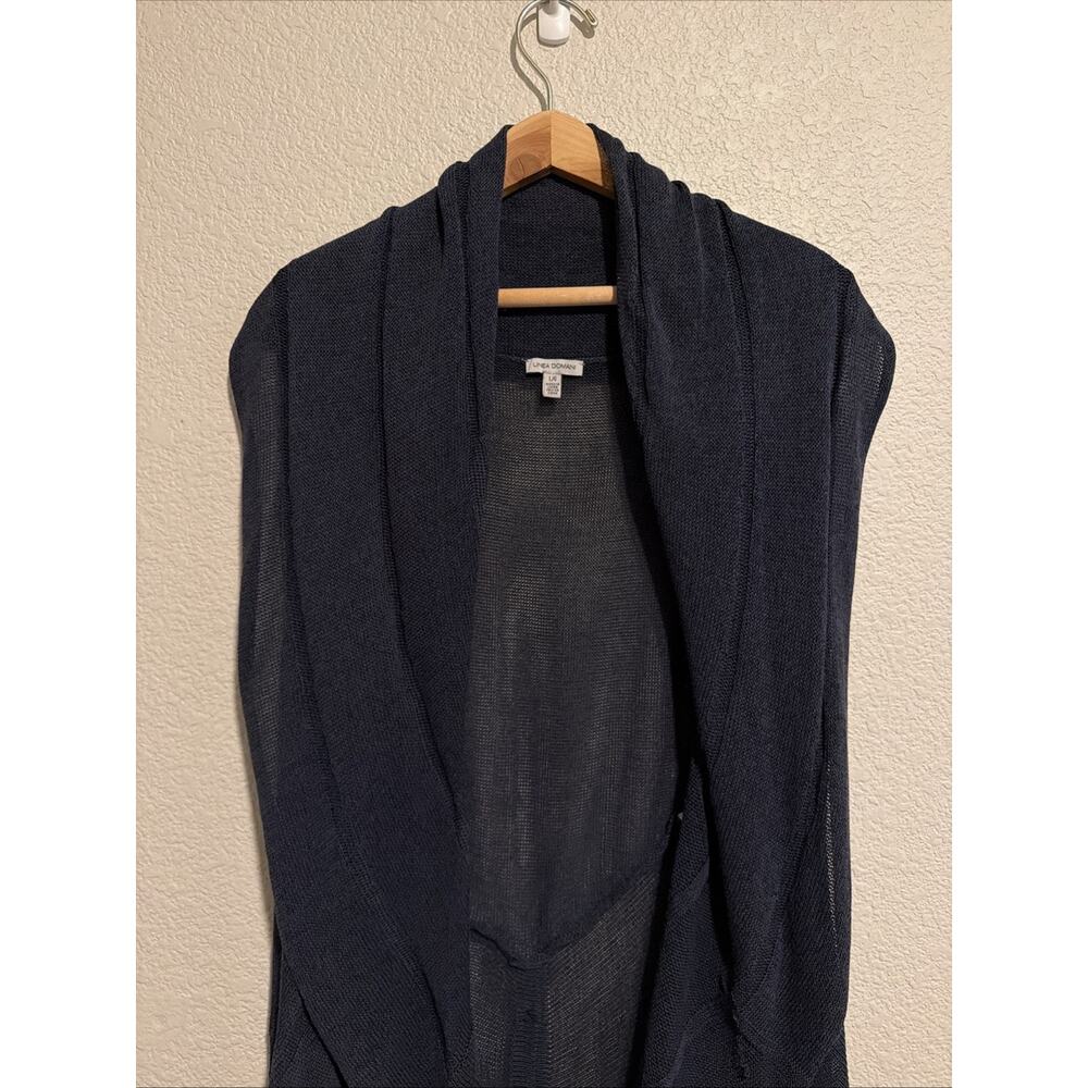 Linea Domani Minimalist Luxury Cardigan Long Line Blue Drape Lagenlook Boho Art - Picture 3 of 8